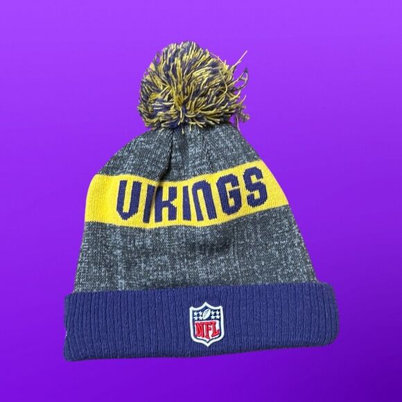 Unisex MN Vikings New Era Cuffed Knit Pom Hat - Picture 2 of 4